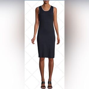525 America Chic Navy Sleeveless Dress with White Trim